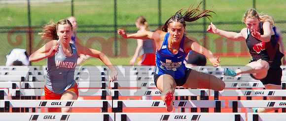 _1136681 Allie Hooton and Brooklyn Marcee run 100m hurdles