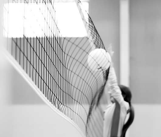 _1000857 volleyball into net bw