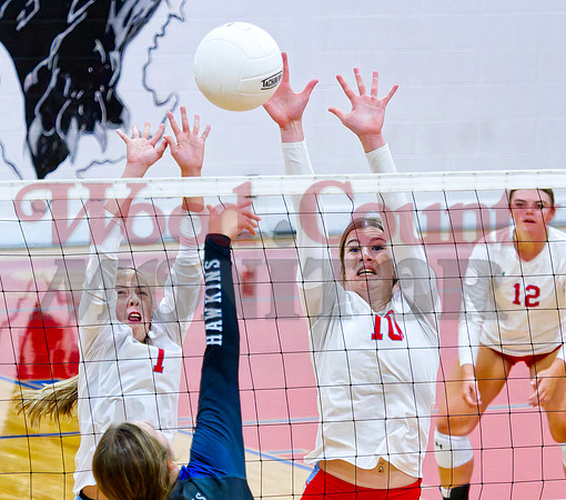 _9170528 Sadie Wright and Lainey Teel defend net